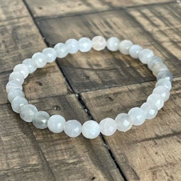 4mm Faceted Gray Moonstone Stretch Bracelet - Picture 3 of 4